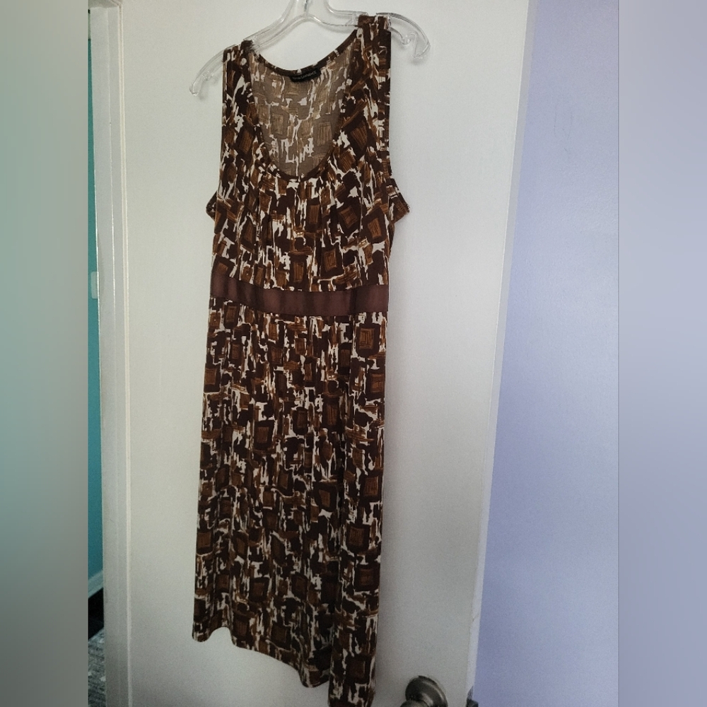 Susan Lawrence Brown Cream Ruffled  Sundress Size Large